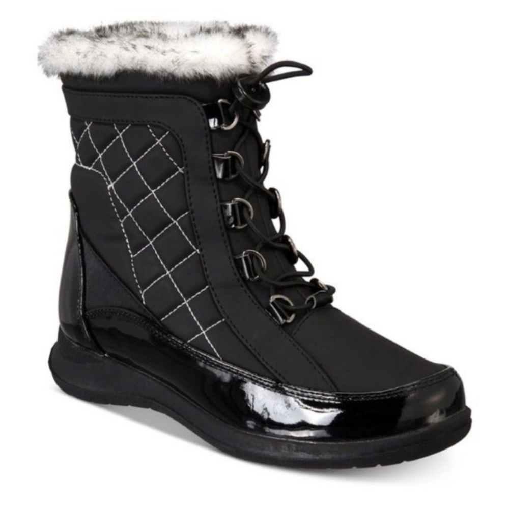 SPORTO Black Jenny Water-resistant Faux Fur Trim Boots/Booties Size Women's 5.5